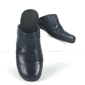 Clarks Bendables Navy Blue Leather Mules Clogs 7M